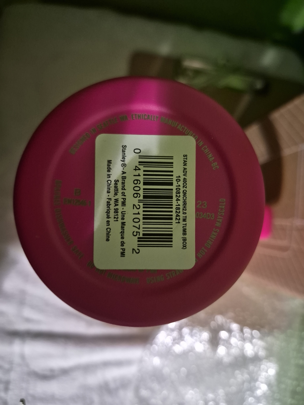 Pink and White Striped Travel Mug with Pink Lid - Picture 3 of 9